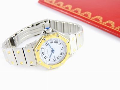 Orologio da Polso per Donna Cartier Santos Acciaio e Oro Giallo