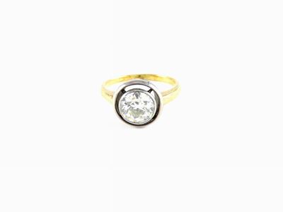 Anello Solitario in Oro Giallo e Bianco con Diamante