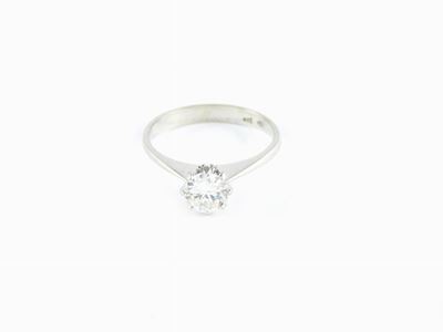 Anello Solitario in Oro Bianco e Diamante