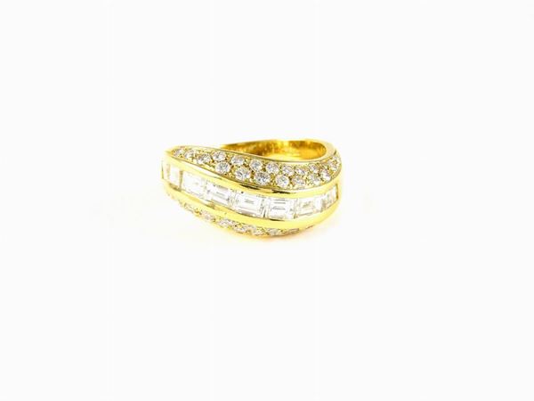 Yellow gold band ring with diamonds  - Auction Jewels and Watches - First Session - I - Maison Bibelot - Casa d'Aste Firenze - Milano