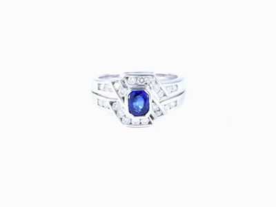 Anello Salvini in Oro Bianco, Diamanti e Zaffiro