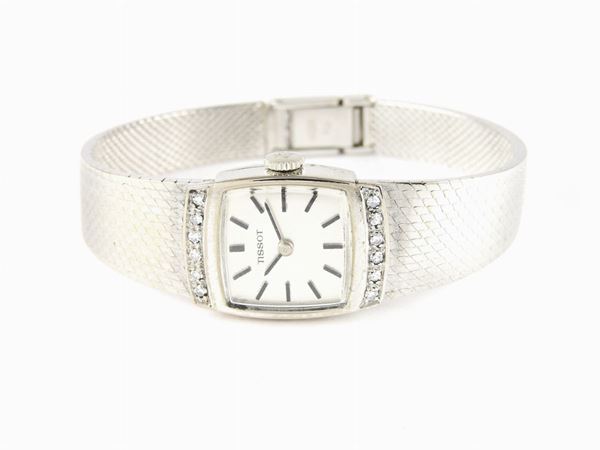 Tissot white gold ladies wristwatch with diamonds