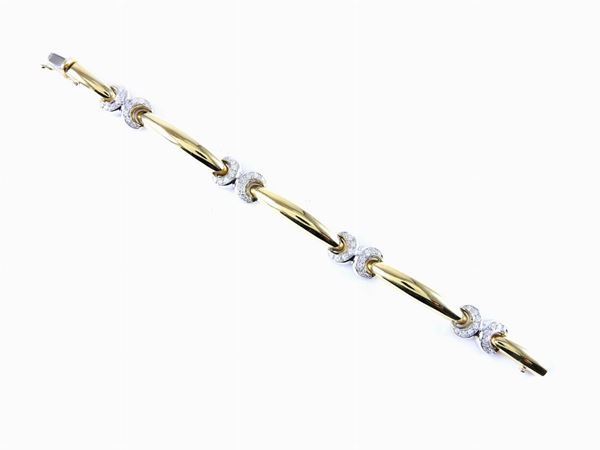 White and yellow gold bracelet with diamonds