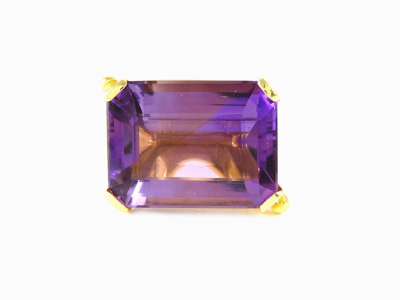 Anello in Oro Giallo, Ametista e Smeraldi