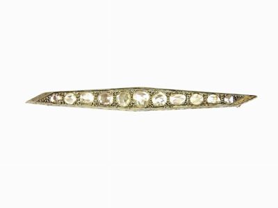 Spilla a Barretta in Oro Bianco e Diamanti