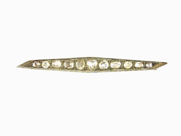 White gold bar brooch with diamonds