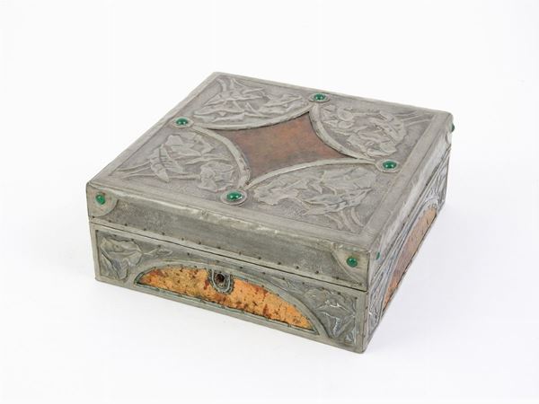 A Metal and Leather Jewelry Box