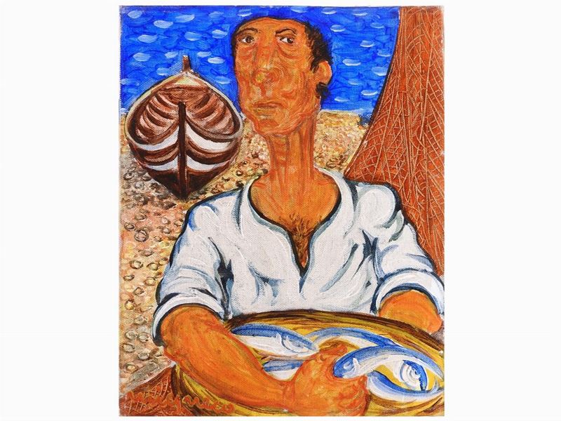 Giuseppe Migneco - Pescatore Anni Ottanta