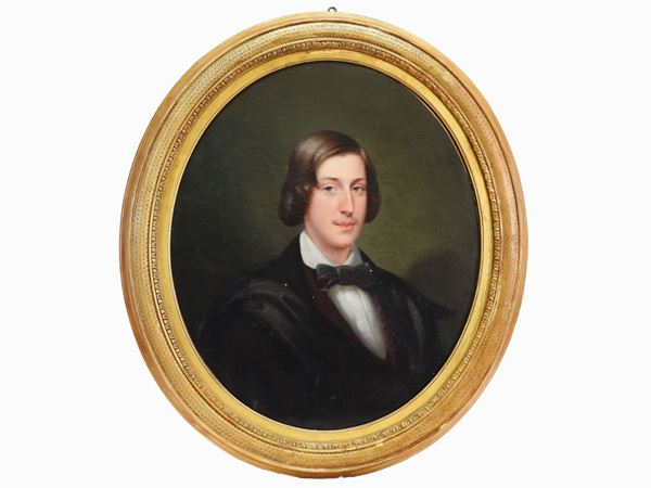 Scuola inglese della seconda met&#224; del XIX secolo - Ritratto di giovane uomo con papillon nero