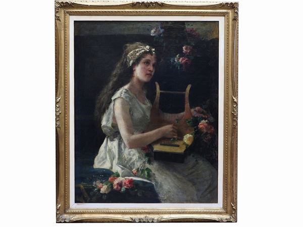 Scuola inglese della seconda met&#224; del XIX secolo - Suonatrice di lira