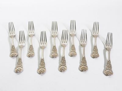 Serie di Dieci Forchette in Argento