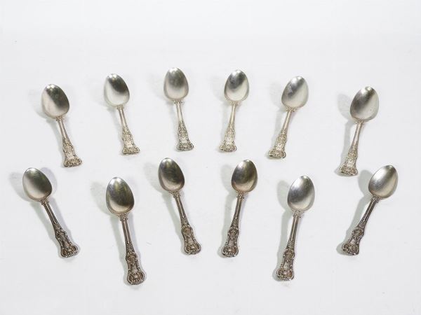 Serie di sei cucchiai e sei cucchiaini in argento