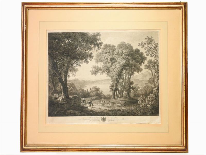 Johann Friedrich Frauenholz - Paesaggio Campestre con Personaggi
