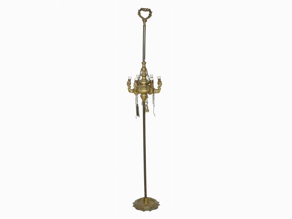 A Brass Florentine Floor Oil Lamp