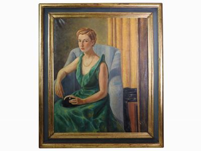 Ritratto di Signora in Abito Verde e Gioielli