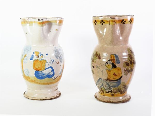 A Pair of Glazed Earthenware Pitchers