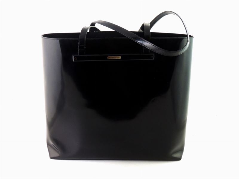 Borsa a Spalla in Pelle Nera Lucida, Gucci