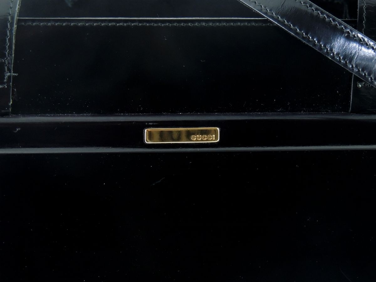 Borsa a Spalla in Pelle Nera Lucida, Gucci