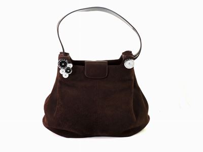 Borsa a Spalla in Camoscio Marrone, Bulgari