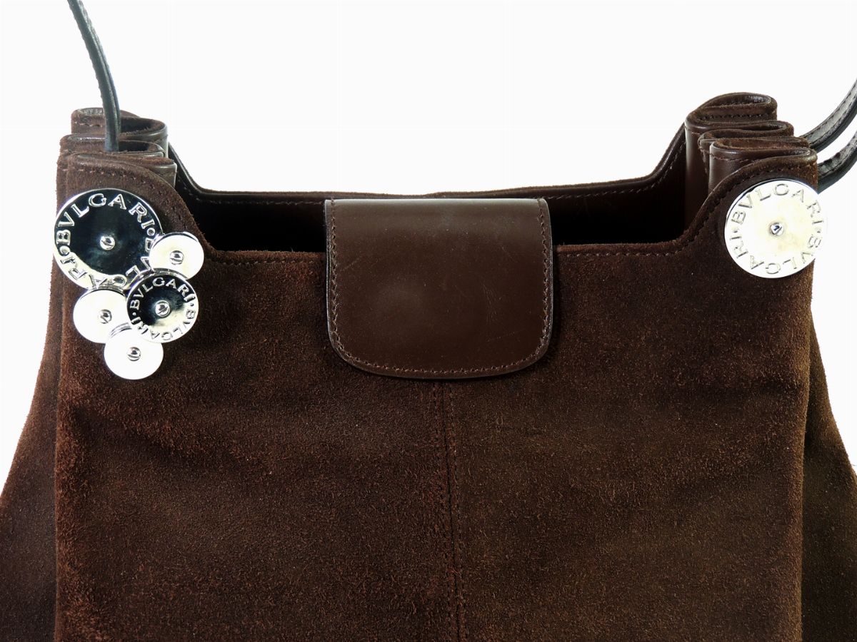 Borsa a Spalla in Camoscio Marrone, Bulgari