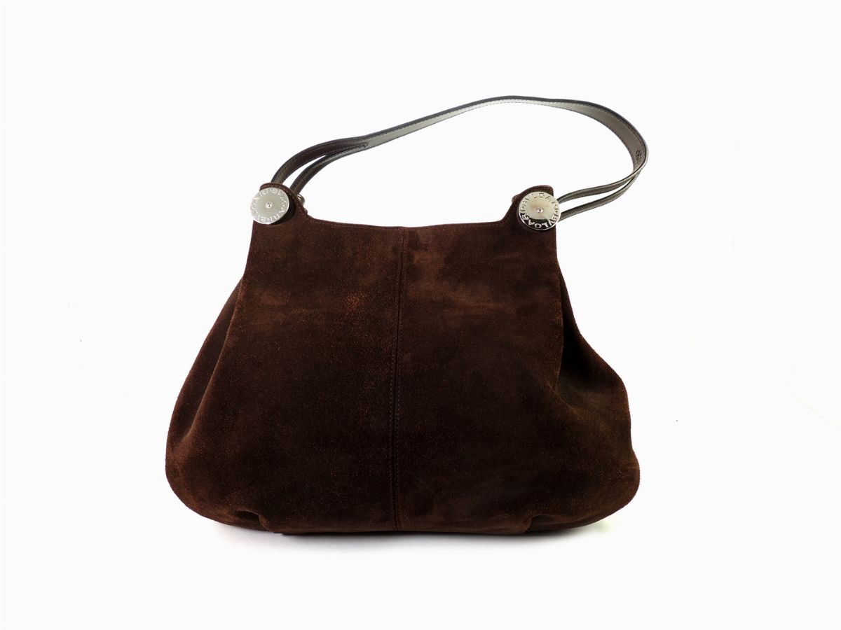 Borsa a Spalla in Camoscio Marrone, Bulgari