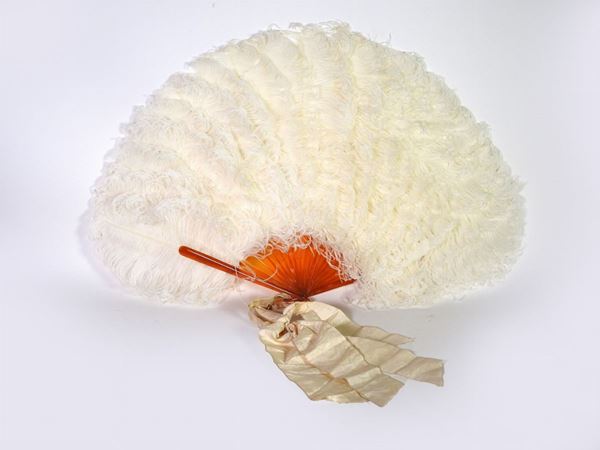 Ostrich Feather and Tortoise Shell Fan