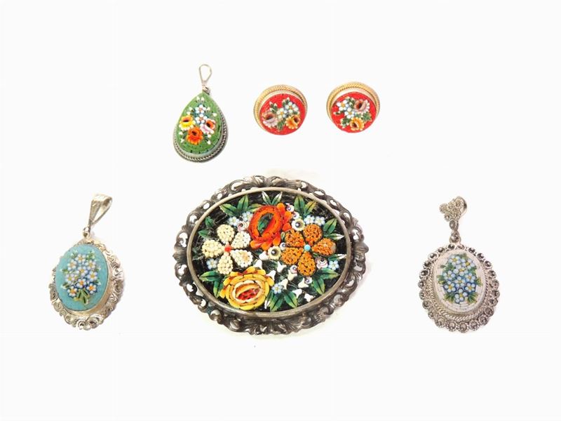Lotto di Bijoux in Micromosaico e Argento