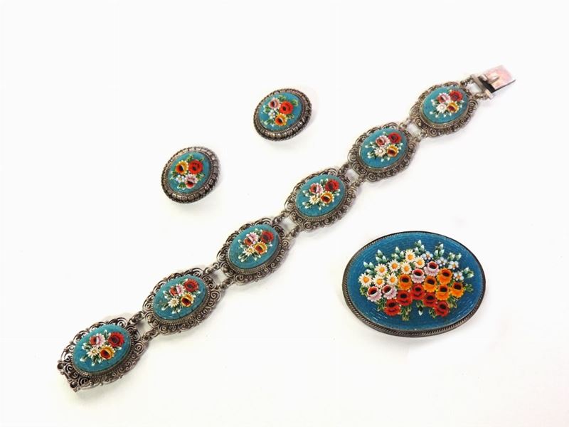 Parure in Argento e Micromosaico