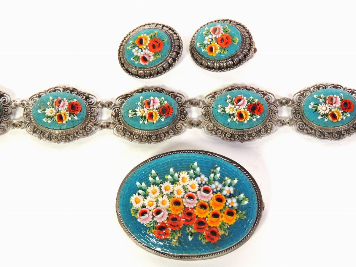 Parure in Argento e Micromosaico