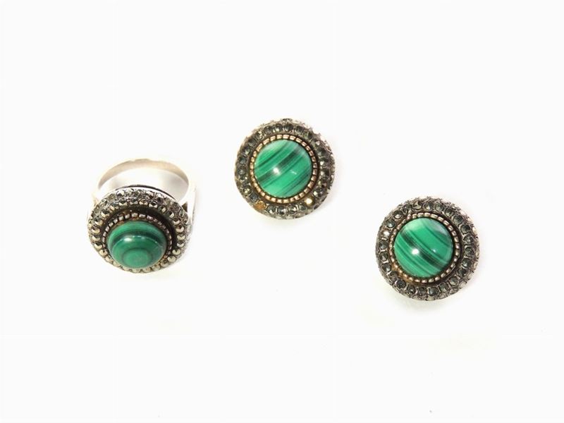 Demi Parure in Argento e Malachite