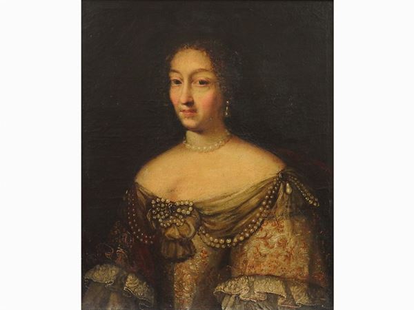 Cerchia di Charles Le Brun - Ritratto di dama con collana di perle