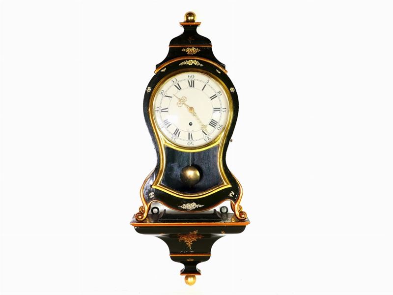 Orologio Cartel in Legno Laccato e in Parte Dorato