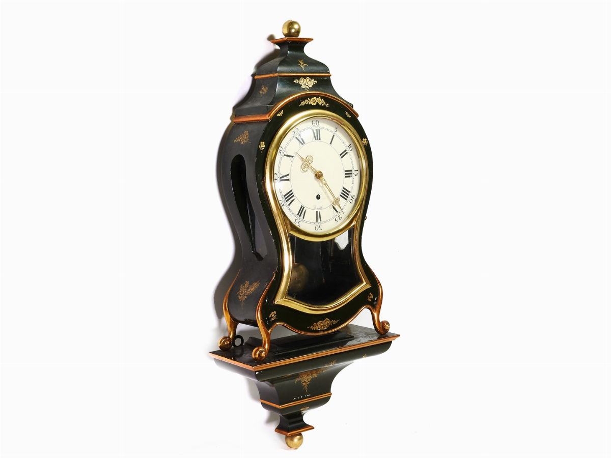 Orologio Cartel in Legno Laccato e in Parte Dorato