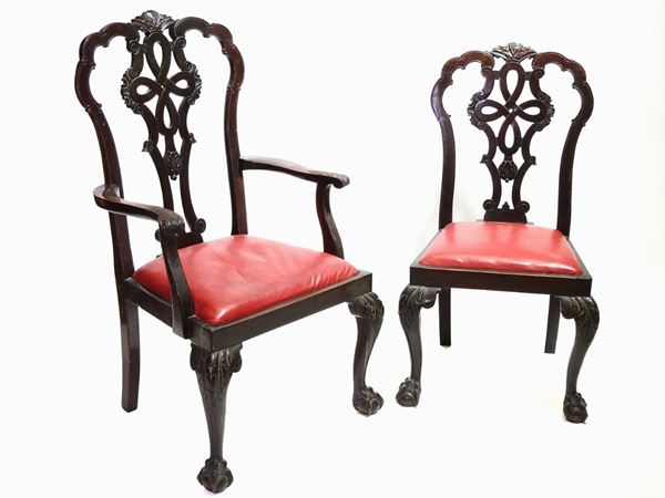 A Set of Six Mahogany Chippendale Style Chairs and Two Armchairs