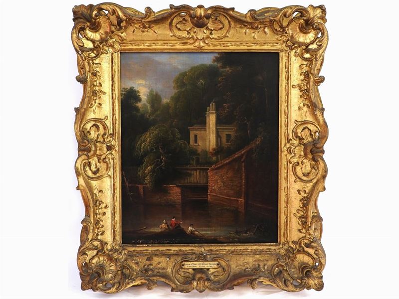 Seguace di Richard Wilson - Paesaggio Fluviale con Personaggi
