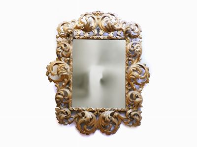Specchiera in Legno Intagliato e Dorato