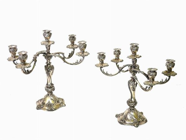 A Pair of Silver Candelabra