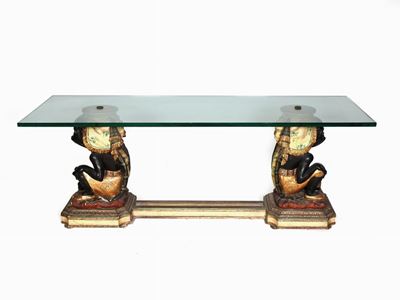 Tavolino Basso in Legno Policromo