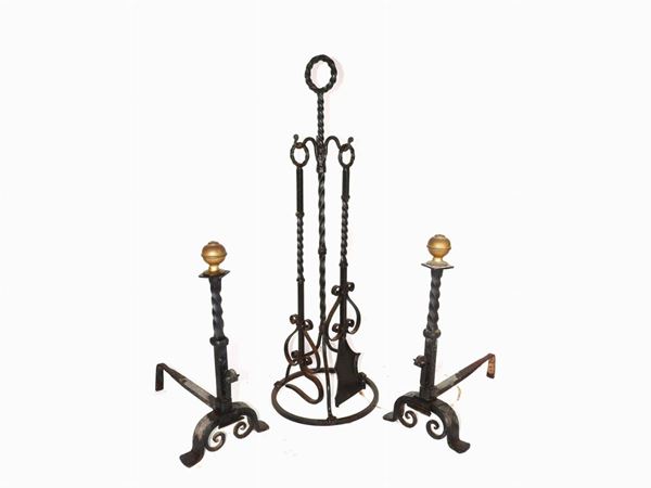 A Lot of Wrought Iron Fireplace Tools