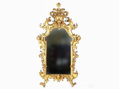 Specchiera in Legno Intagliato e Dorato