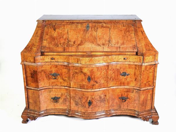 A Burr Walnut Veneered Fall Front Chest of Drawers