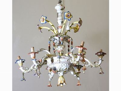 Lampadario in Ceramica Policroma di Bassano
