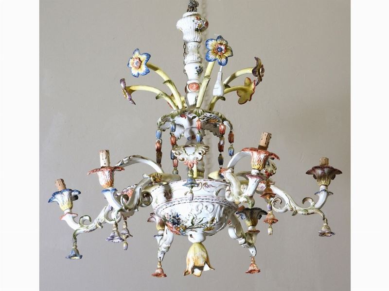 Lampadario in Ceramica Policroma di Bassano