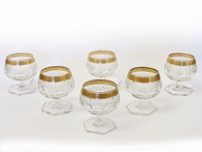 Serie di Sei Bicchieri da Liquore in Cristallo Molato