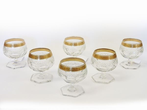 Serie di sei bicchieri da liquore in cristallo molato