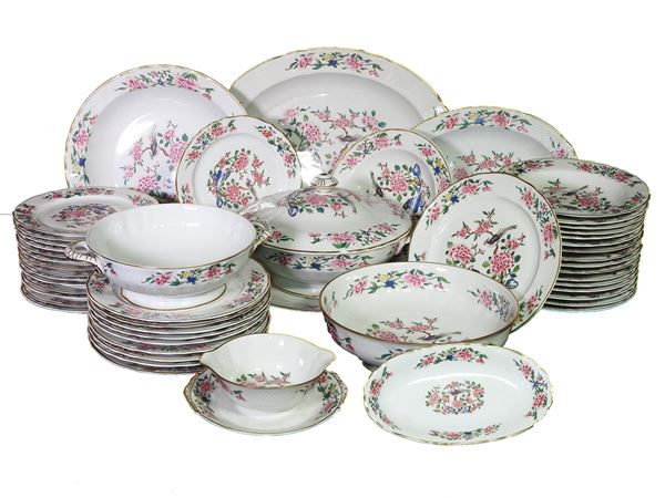 A Limoges Porcelain Dish Set, Model 'Oiseaux de Chine'