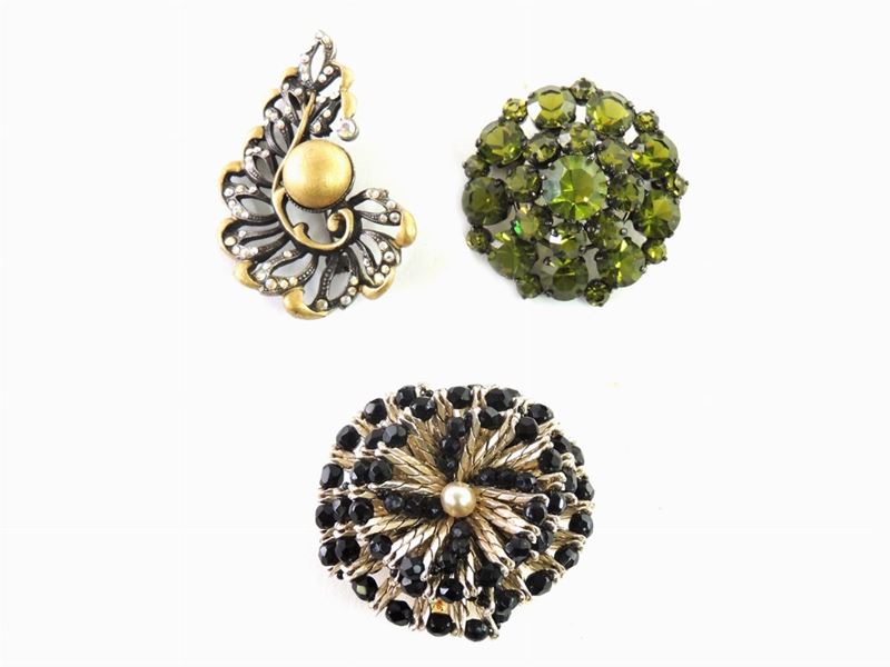 Tre Spille in Metallo e Strass