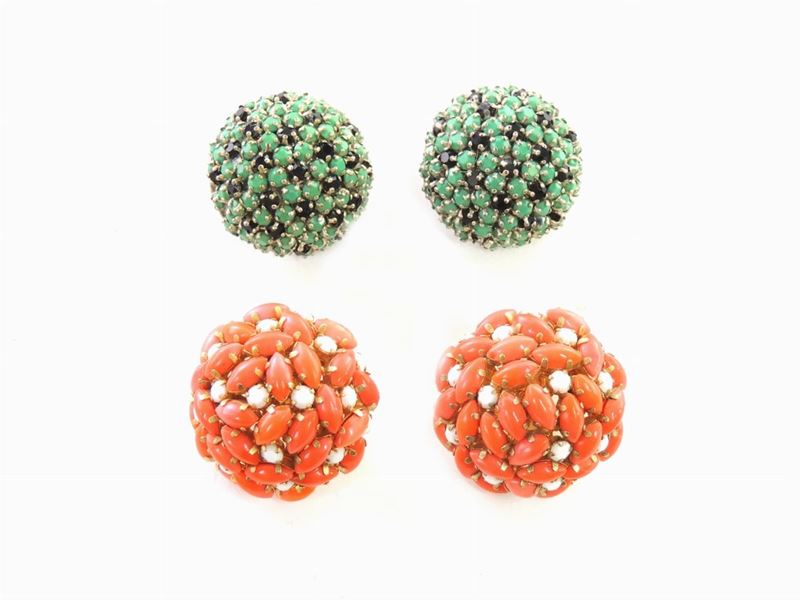 Due Paia di Orecchini in Metallo e Strass