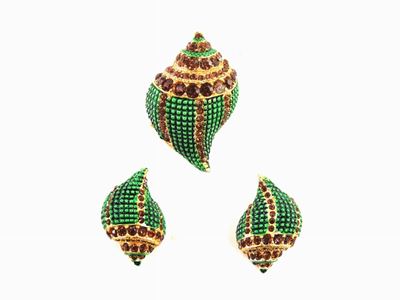 Parure in Metallo Dorato, Smalto e Strass
