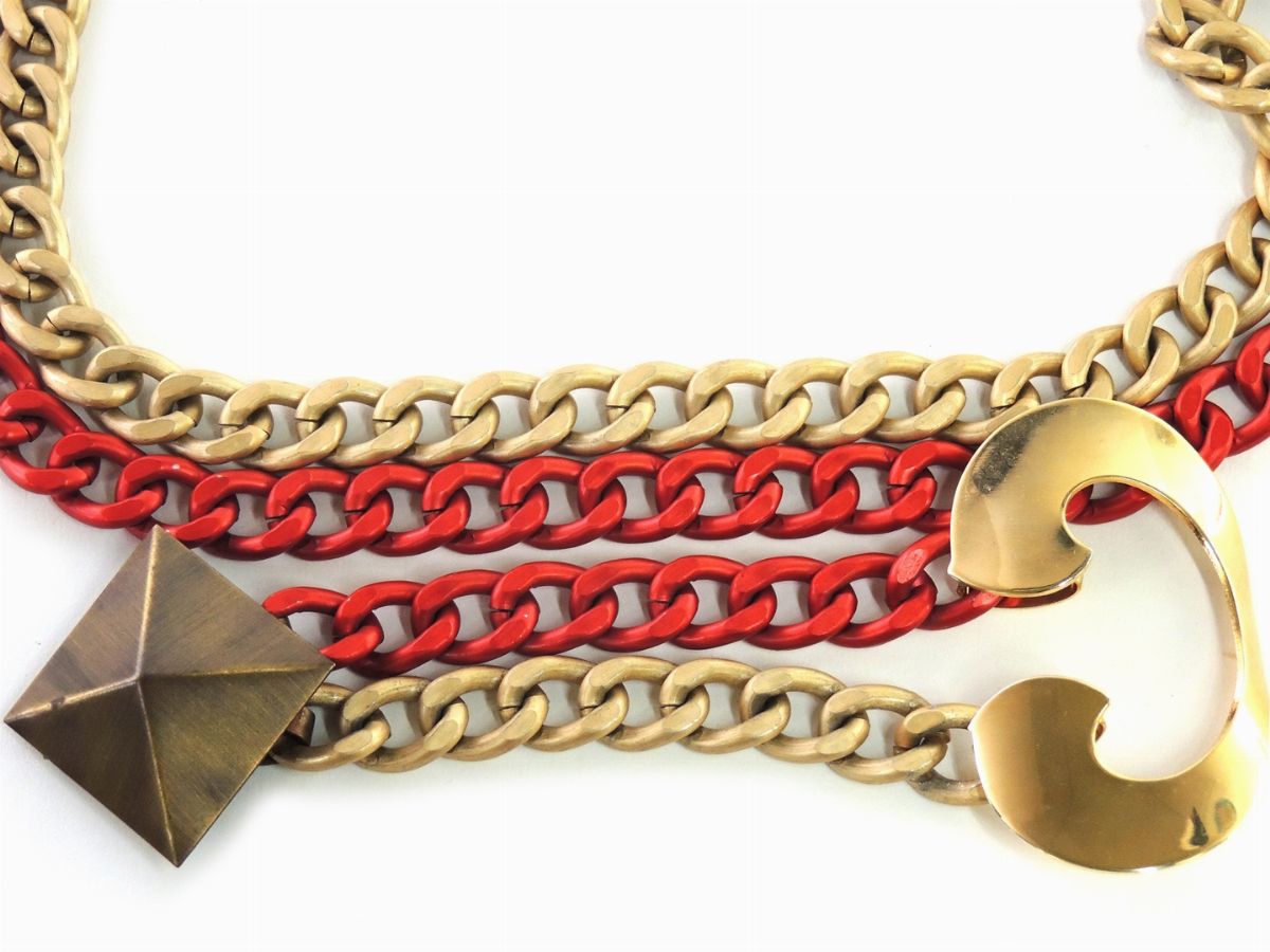 Parure in Metallo Dorato e Rosso